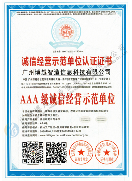 AAA-level integrity management demonstration unit certification